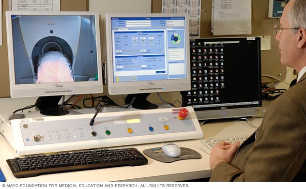 Computer monitors during the procedure.